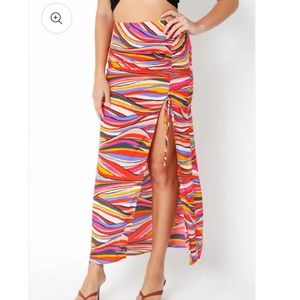 Olivaceous colorful Midi skirt